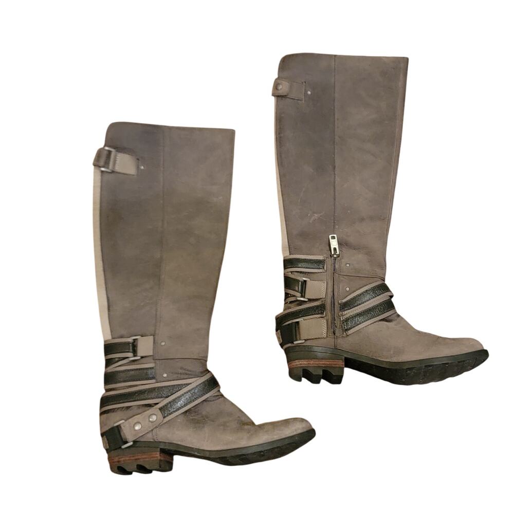 Sorel Lolla Tall Riding Boots - Quarry Gray Nubuck Leather - Size 9.5